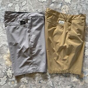 2 prs Quicksilver Amphibian DryFlight Shorts Men 32 Grey Twill water repellent